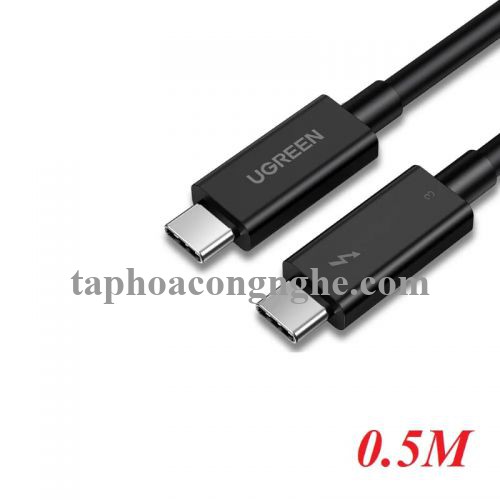 Ugreen 80324 0.5M 40Gbps 100W USB 3.1 cáp USB type C Thunderbolt 3 hỗ trợ PD màu đen US341 30080324